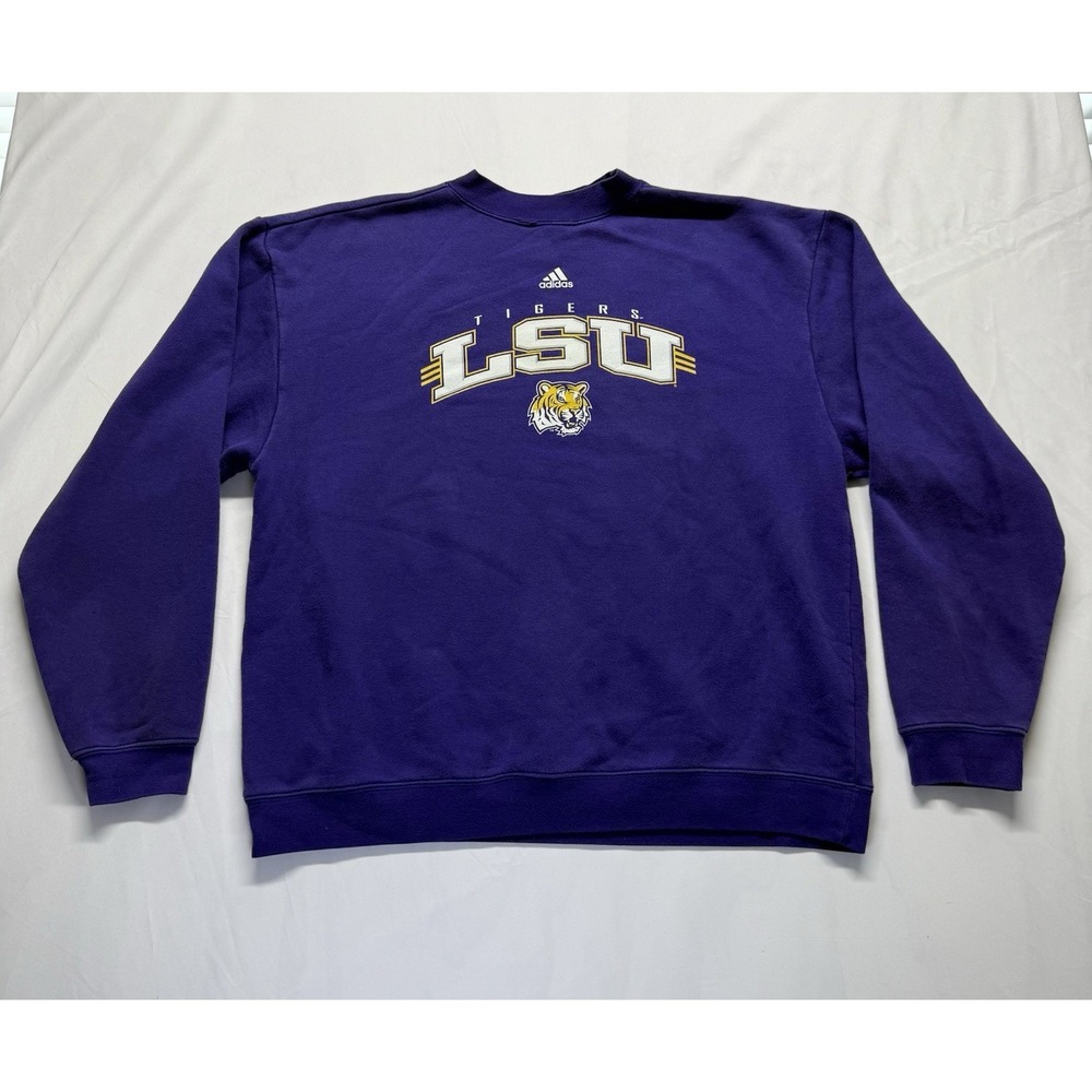 Adidas‎ LSU Tigers Sweatshirt purple Crewneck mens L vintage *flaws